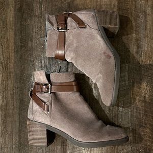 Michael Kors gray suede bootie with leather trim. Size 9.5.
